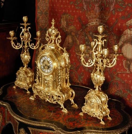 fig 2. ***** SOLD ***** Antique French Gothic Clock Set ~ French - Circa 1880 ~